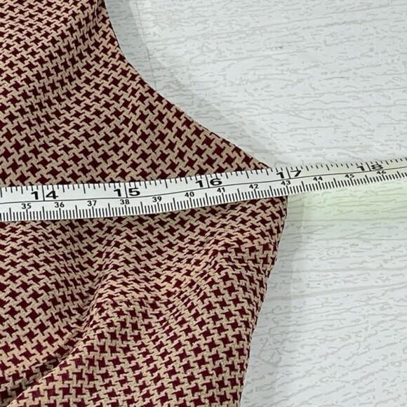 Fiori Di Zucca Red Cream Retro Mini Houndstooth Print Silk A Line Dress Size 10 - Picture 6 of 11